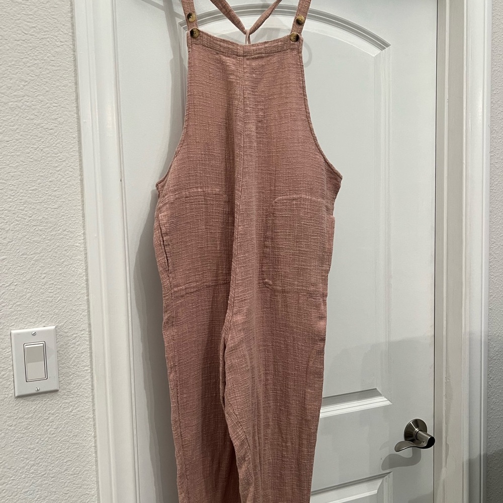 Free People Blush Knit Overalls